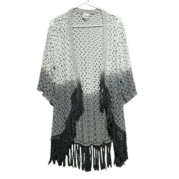 Daytrip Tops - Daytrip Small Ombre Crochet Fringe Kimono Boho Festival Beach Cover Up Western